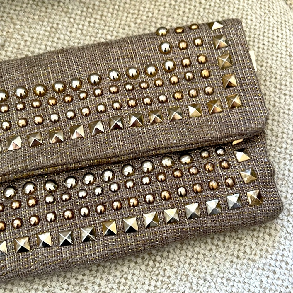 Bebe natural fibre wristlet - studded, in lovely condition!